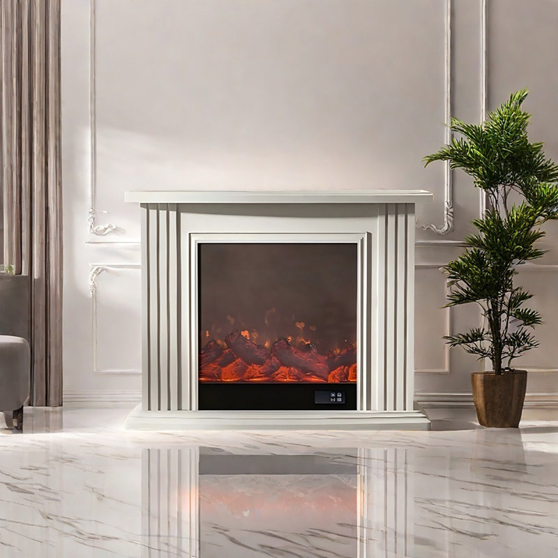 Ivory Landscape Electric Fireplace, 31.5" H x 39.37" W x 12.99" D