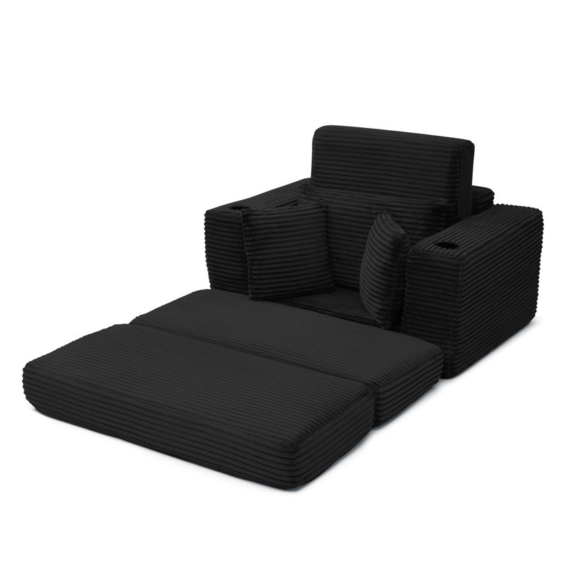 Chaise longue sans os 52,4 po, Noir