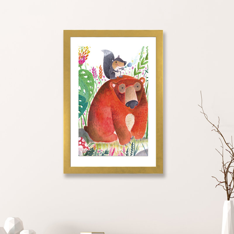 Décoration murale pour enfant Forest Pals II, H 24 po x l 16 po x P 1 po, Papier encadré doré