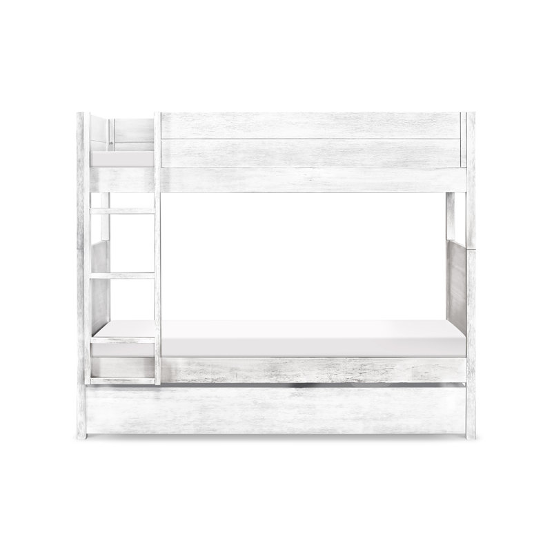 Cottage White Twin Storage Trundle Bed with Non-toxic Finish