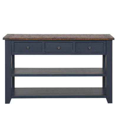 48'' Solid Pine Wood Top Console Table with 3 Drawers and 2 Shelves, Easy Assembly for Modern Entryway
