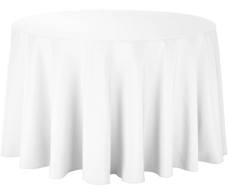 Ambee Round No Pattern Polyester Tablecloth, 108" Round, White