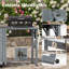 Îlot de cuisine 78,3 po avec table de barbecue pliable - Chariot de barbecue en bois, rangement pour poubelle et plateau en acier inoxydable-754633760