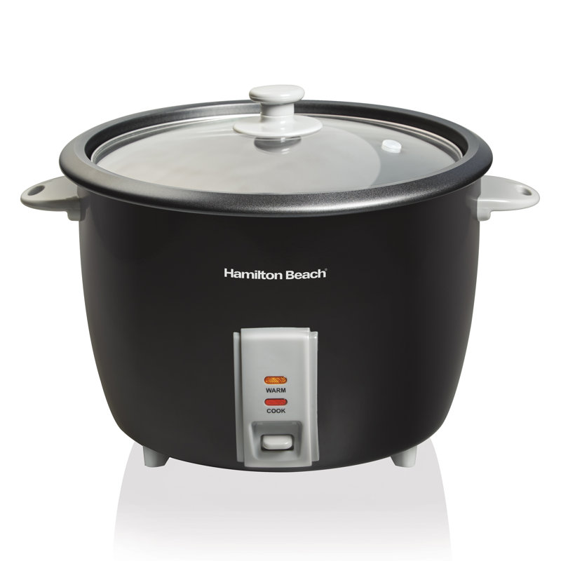 Black 30-Cup Electric Rice Cooker with Steamer