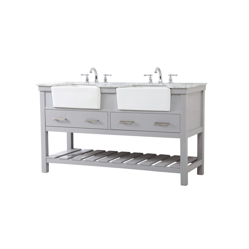 Ensemble de meuble-lavabo double 60 po Pelaghia, Gris