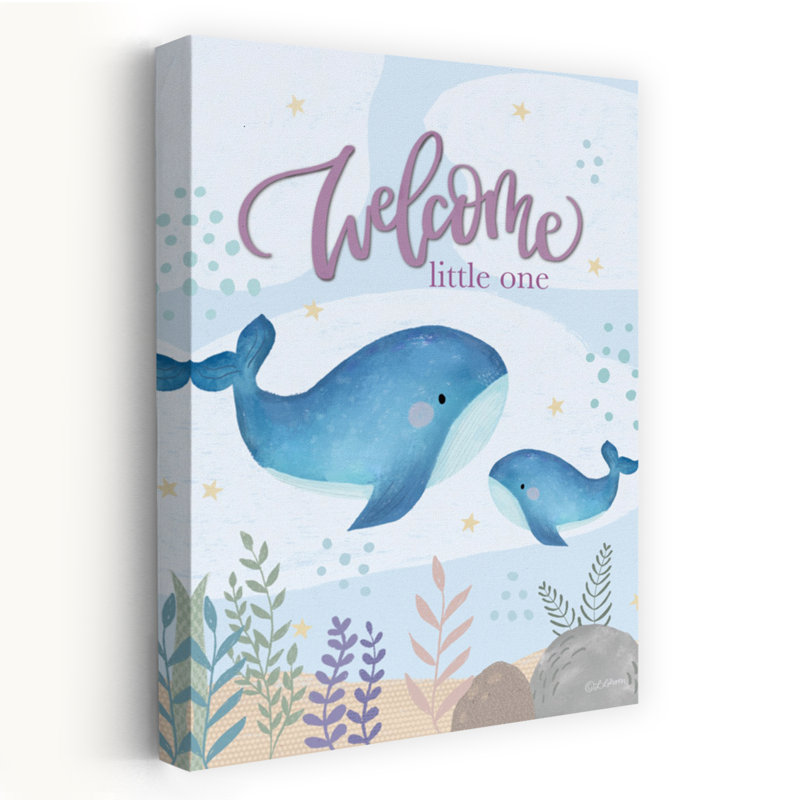 «Welcome Little One» - art des baleines dans la chambre des bébés côtiers, H 36 po x l 24 po
