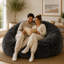  | Fauteuil à billes 6 pi | Rembourrage en mousse - Housse lavable amovible, fourrure gris anthracite-1482418591-1500567346