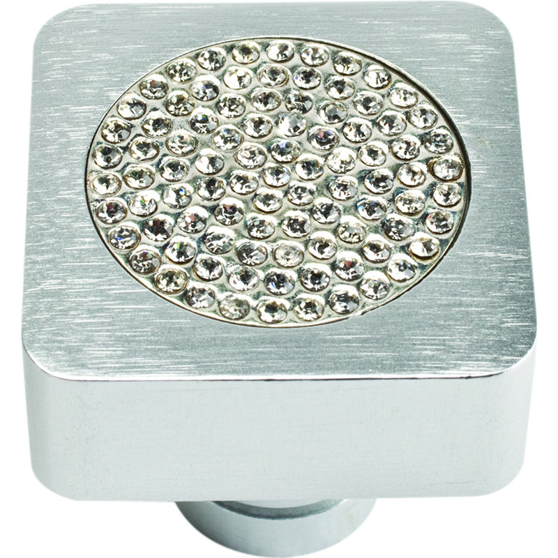 Modern Matte Chrome Square Knob with Mounting Hardware
