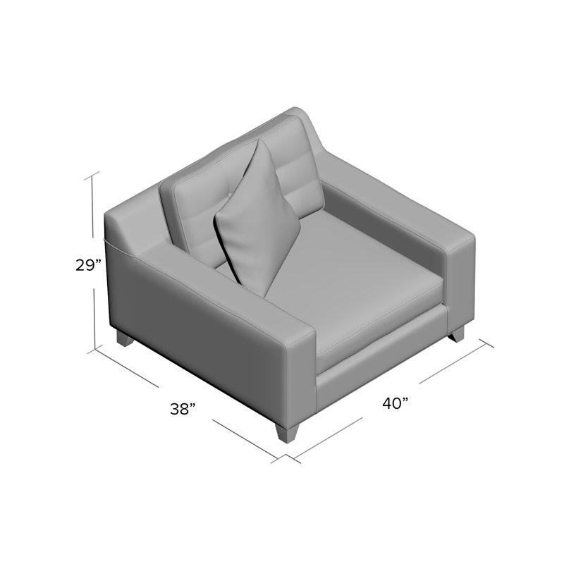 Fauteuil en chenille capitonné de 40 po de largeur Brunhild, Microfibre Gipsy Marine Performance