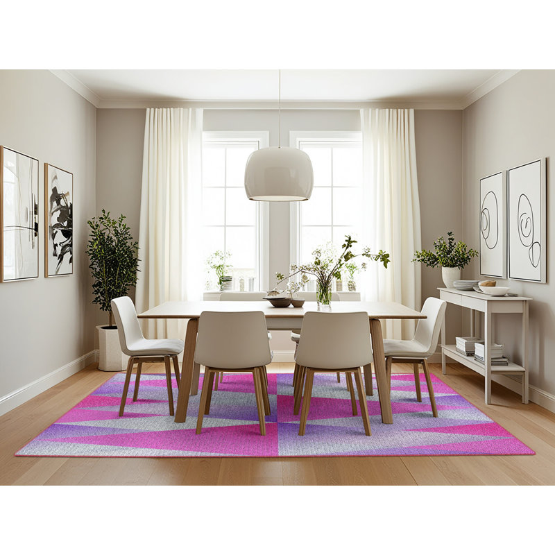 Tapis rose à motifs/mauves de zone Yemina, Rectangle 7 pi x 10 pi