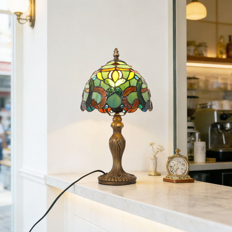 Tiffany Style Stained Glass Bead Table Lamp Vintage Bead Desk Lamp