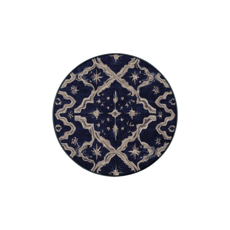 Machine Washable Gray Area Rug, Round 6'