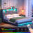Vasiliki 45.3"H Upholstered Bed Frame, Platform Bed with Charging Station and LED Lights-1279650592