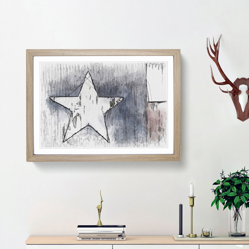 Flag of Texas in Abstract - Picture Frame Graphic Art Print, Oak Framed, 62cm H x 87cm W x 2cm D