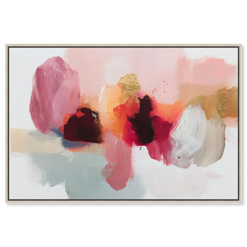 Décoration murale encadrée rose bourgogne Smear III par Art Remedy, cadre argenté, 54 x 36, H 37 po x l 55 po, Cadre argenté