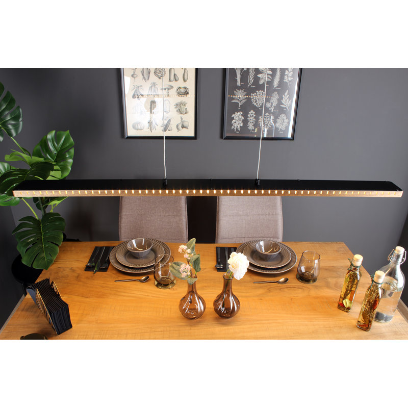 Cashlin 1 - Light Black/Wood LED Pendant, 120cm H x 120cm W x 12cm D