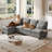 122" Waterproof Chenille L-Shape Sofa With Collapsible Table, 4-Seat Sectional Upholstered Couch With Ottomans For Living Room, Apartment-661133125