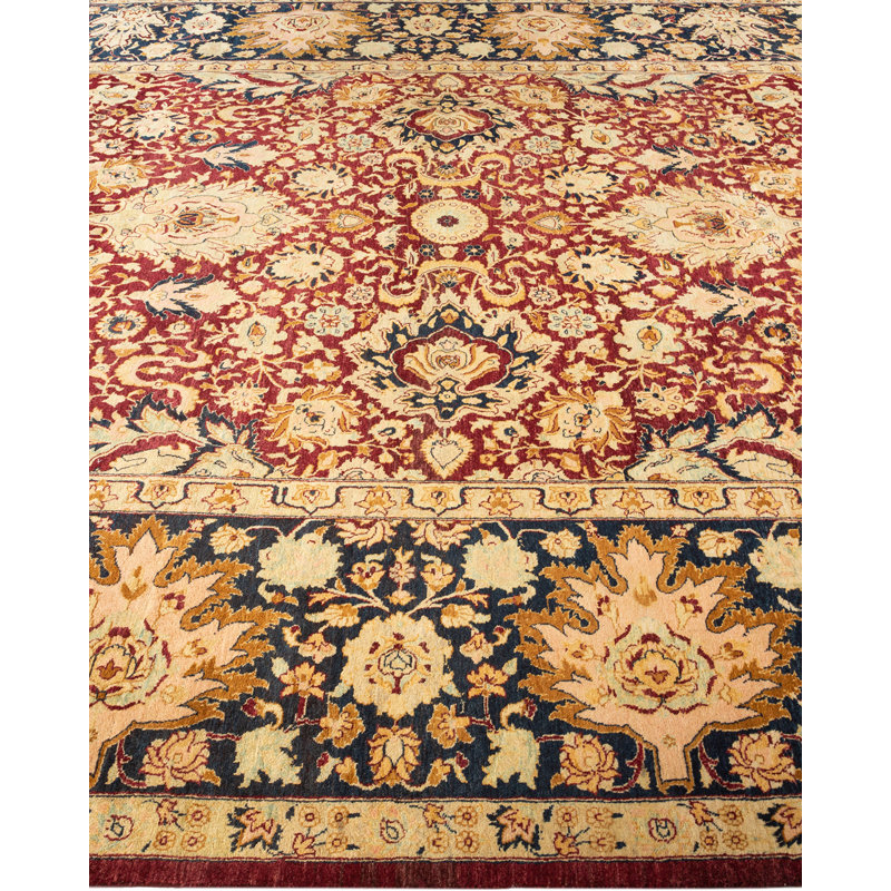 Tapis unique noué à la main Keenan - bourgogne, 7 pi 10 po x 10 pi 2 po