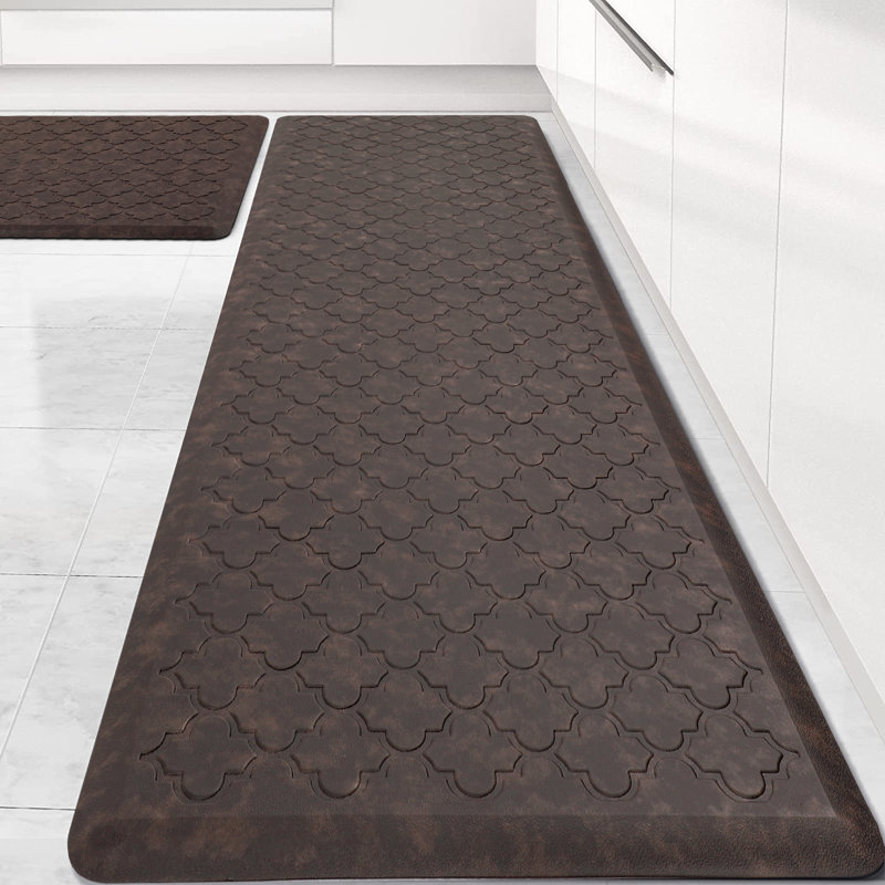 Airin Non-Skid Anti-Fatigue Waterproof Cushioned Kitchen Mat (Set of 2), Runner 20" x 30" + 20" x 60", Brown