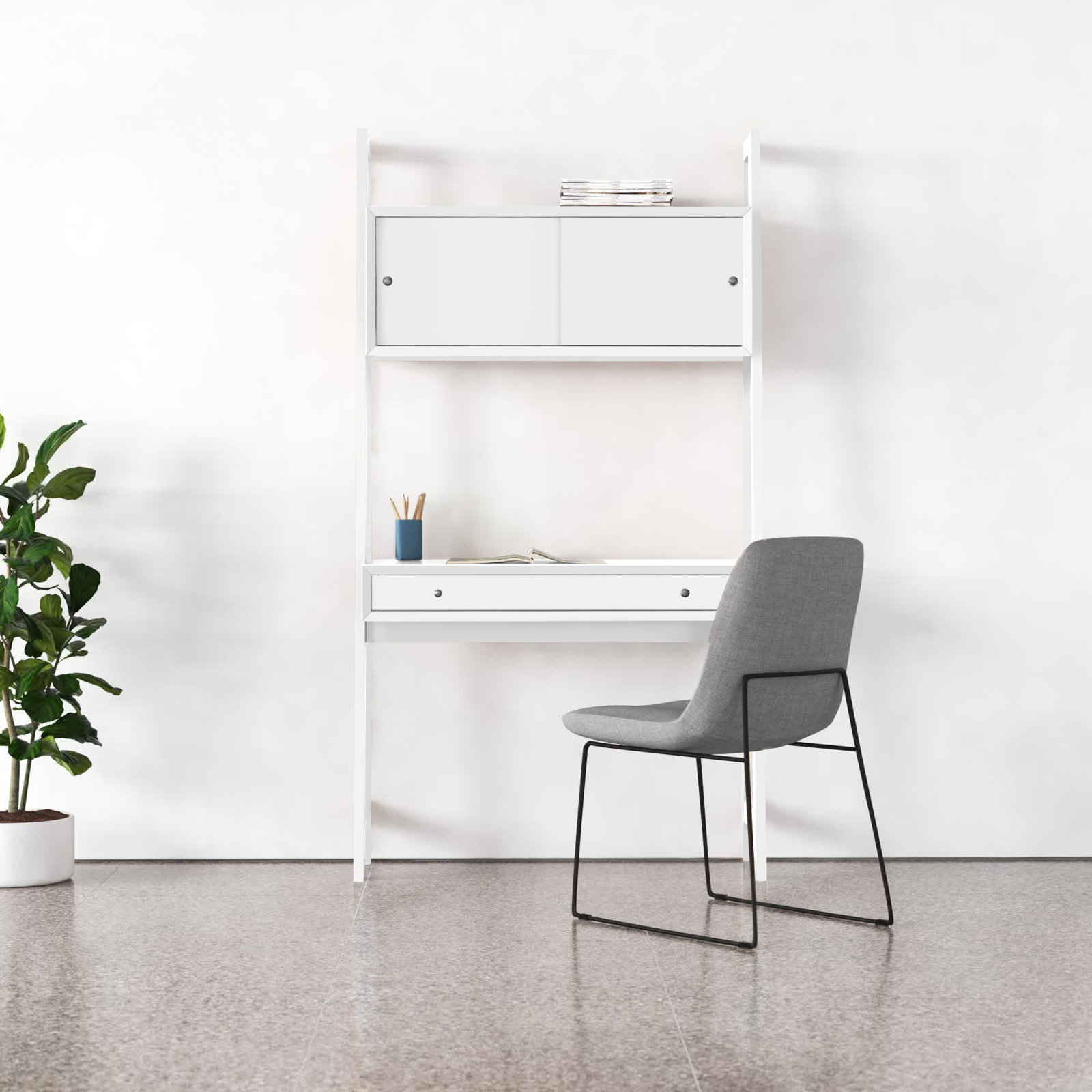 Stiles Leaning / Ladder Desk, White