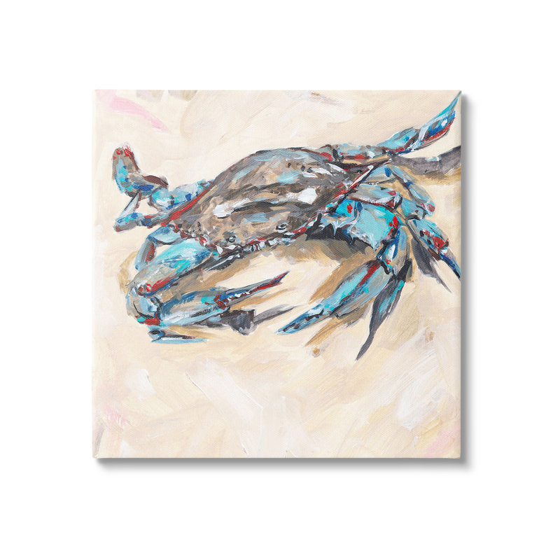 «Modern Blue Beach Crab» sur toile, H 24 po x l 24 po