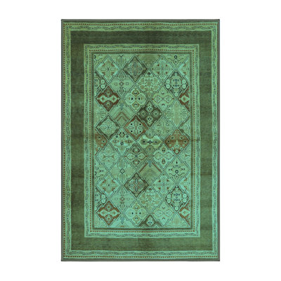 Tapis oriental en laine / polyester tissé à la machine en bleu