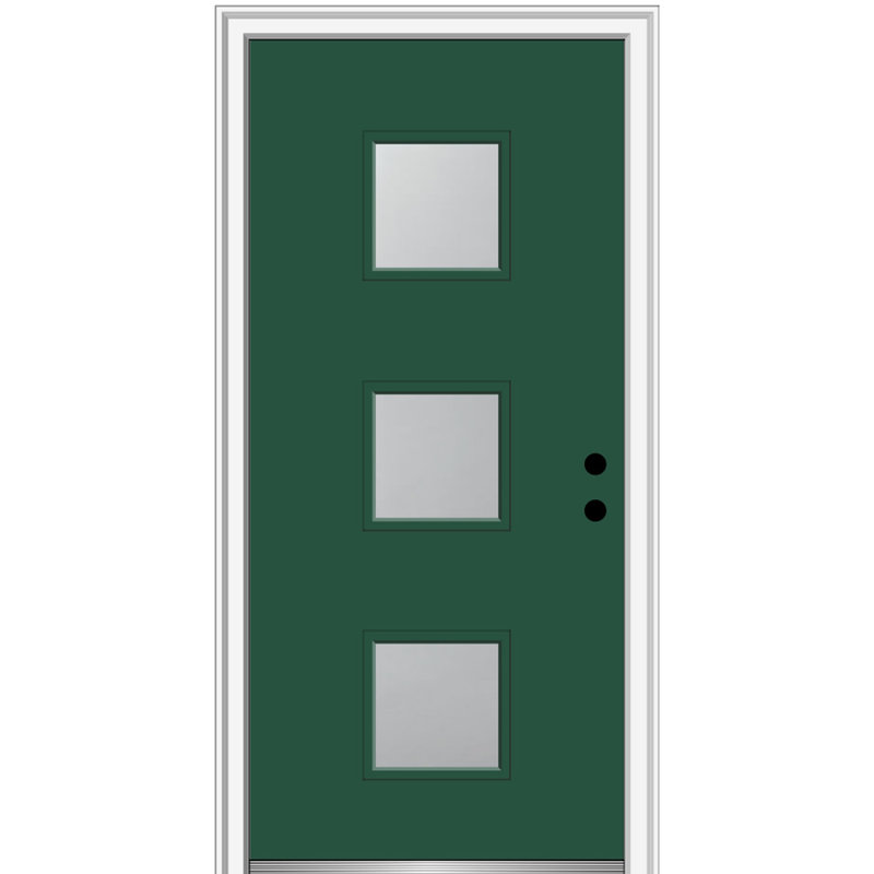 Porte d’entrée pré-raccrochée en acier Spotlight, S'ouvre à droite vers l'intérieur, H 80 po x l 30 po x P 1,75 po
