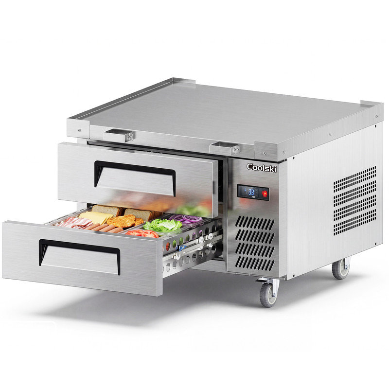 Coolski 36 po. 1,96 pi³ Réfrigérateur commercial à 2 tiroirs en acier inoxydable