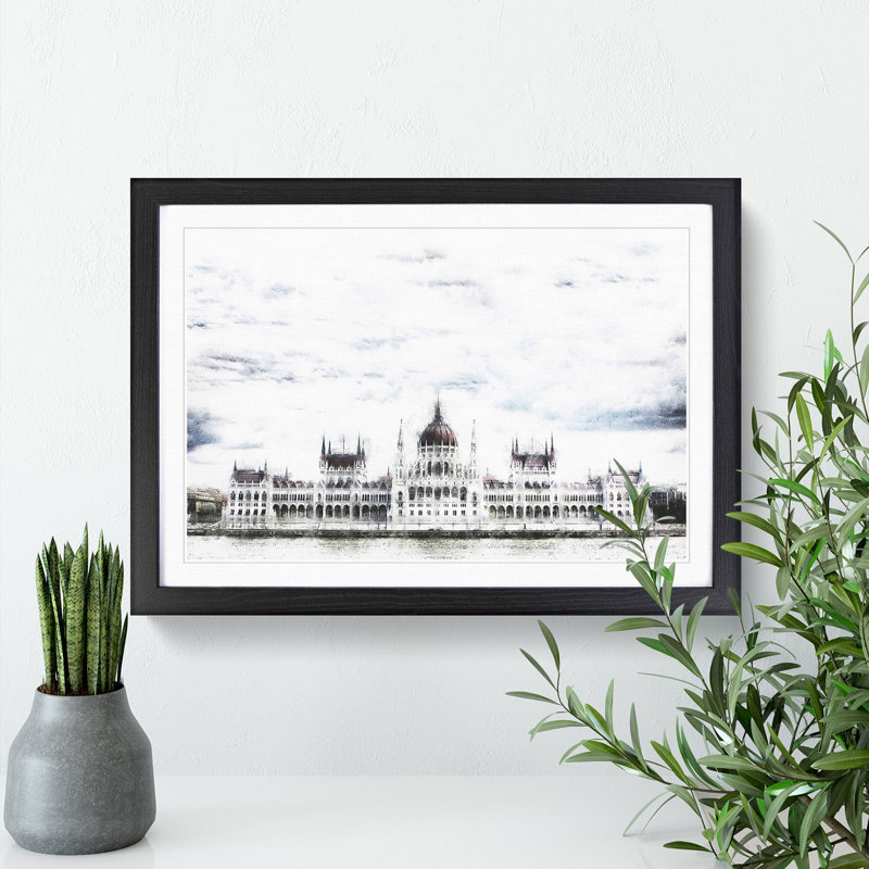 Hungarian Parliament Building Hungary - Picture Frame Graphic Art, 27cm H x 36cm W x 2cm D, Black Framed