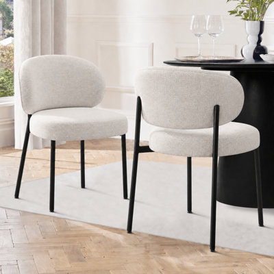 19.3" Wide Upholstered Dining Chairs with Curved Ergonomic Back
