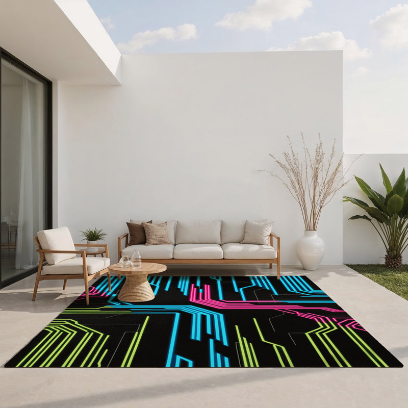 Tapis intérieur et extérieur Cybernetic Grid, Rectangle 1 pi 6 po x 2 pi 6 po