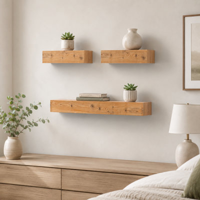 Tablette murale en érable flottante équipée de supports cachés pour salle de bain, cuisine, chambre à coucher, salon, rangement et livres