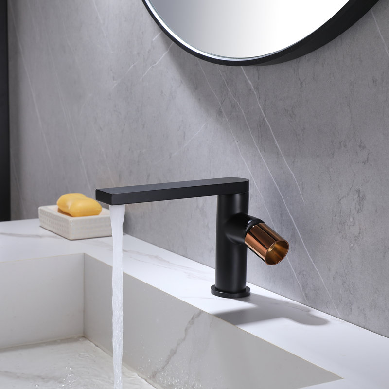 Robinet de salle de bain monotrou monté, Noir mat
