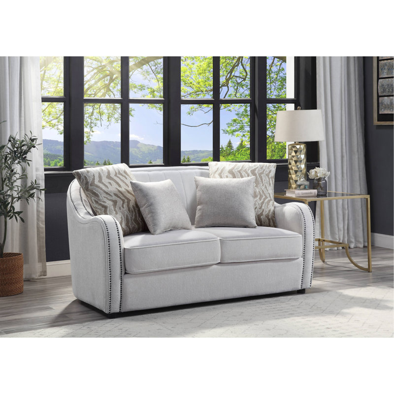 Causeuse Mahler en lin beige avec 4 coussins