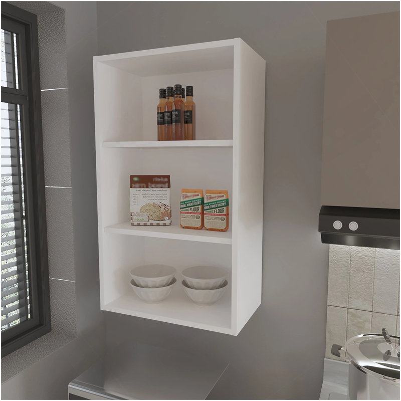 Armoire murale blanche avec rangement ouvert, Blanc, H 36 po x l 12 po x P 21 po