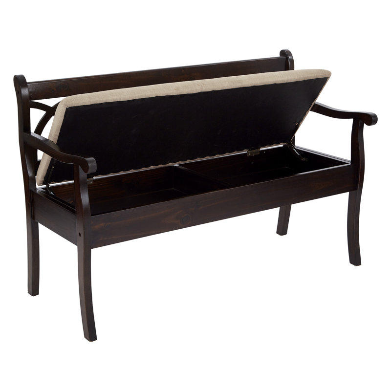 Ogburn Polyester Blend Upholstered Storage Bench, Antique Black