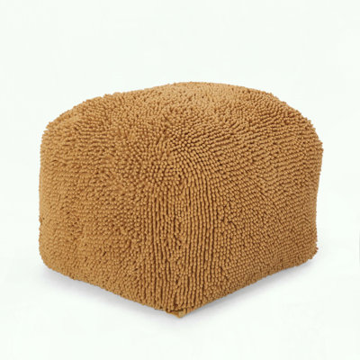 Microfiber Chenille Square Pouf with Yellow Color
