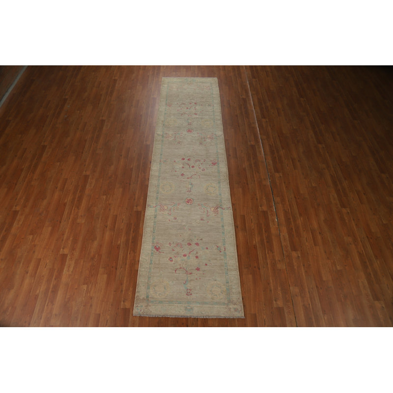Vegetable Dye Oushak Turkish Runner Rug 3x12