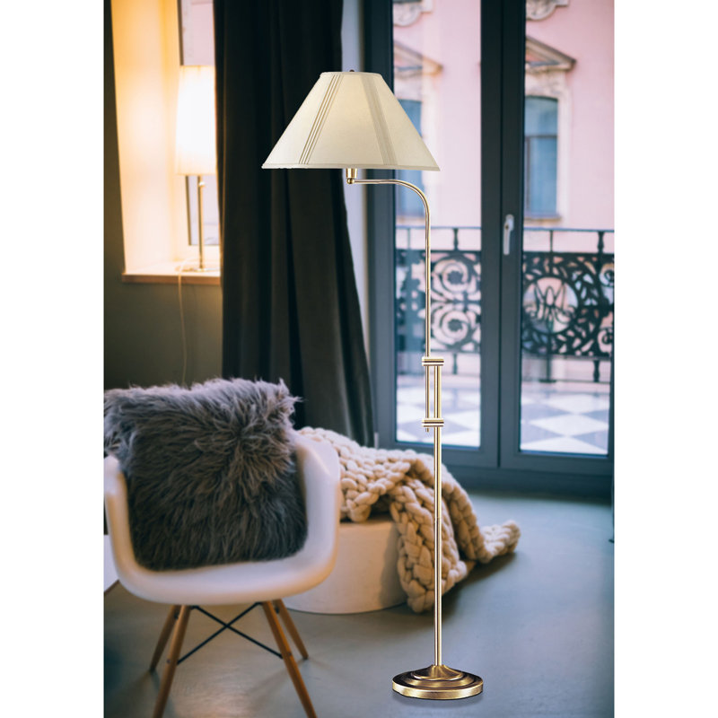 Lampe sur pied de forme traditionnelle ajustable 68 "avec abat-jour empire beige, Laiton