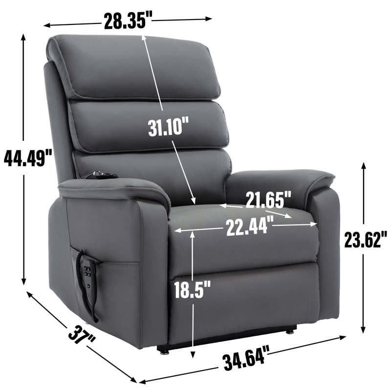 Fauteuil inclinable à levage à deux moteurs Leatherair Infinity jusqu'à 350 lb avec télécommande, massage thermique et mécanisme de mouvement robuste