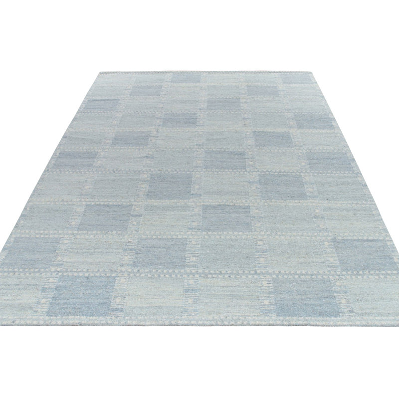 Scandinavian Flatweave Wool Geometric Area Rug, Rectangle 10' x 14'