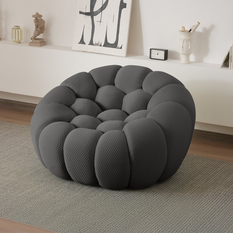  Cenie 48.43" Upholstered Club Accent Compression Chair, No Assembly Required, Dark Gray Polyester Blend