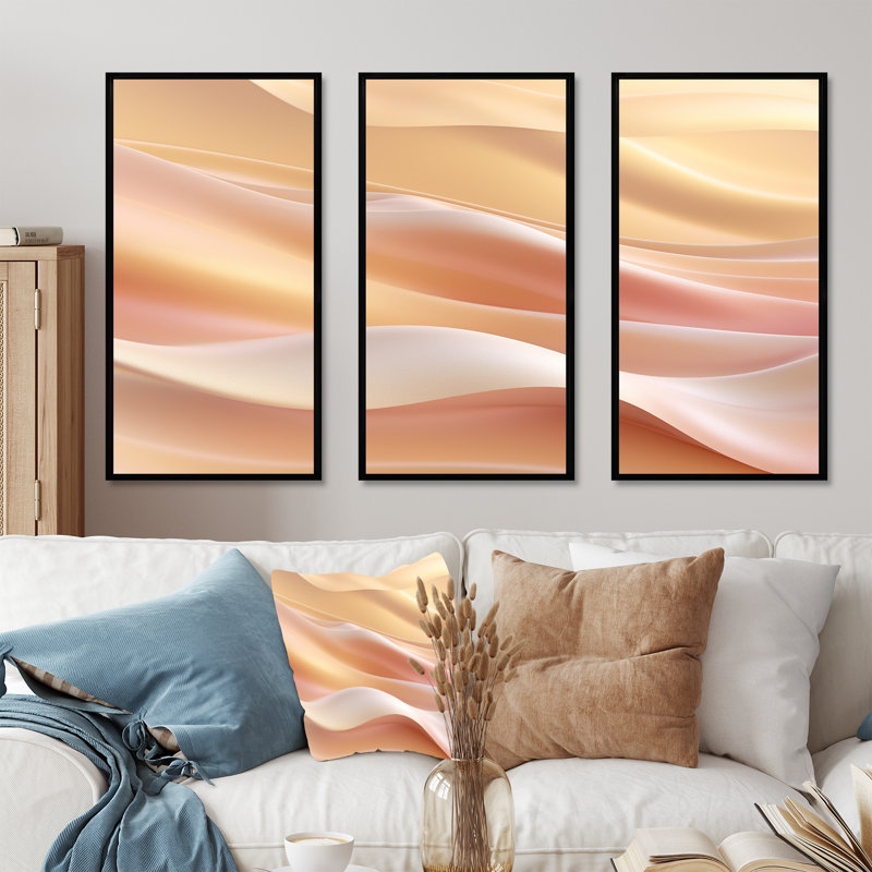 «Chrystine - Abstract Shapes», ensemble d'art sur toile, Cadre flottant noir, H 32 po x l 48 po x P 1 po