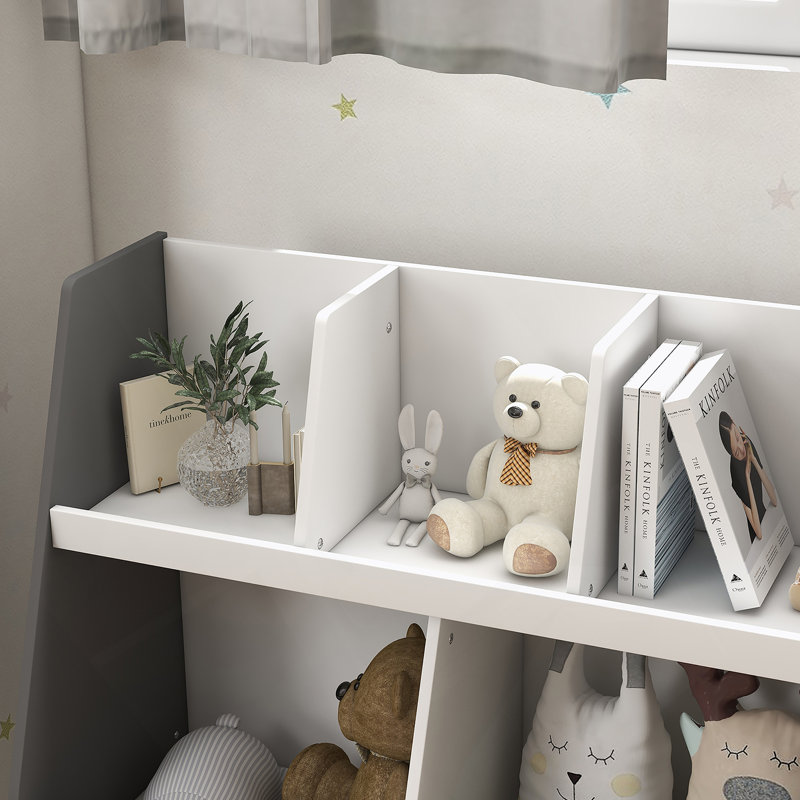 Étagère à jouets pour enfants, étagère de rangement pour tout-petits à 2 niveaux avec 5 compartiments