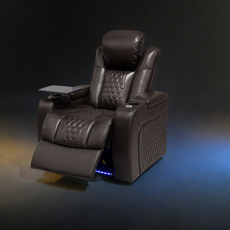 Fauteuil inclinable électrique haut de gamme avec cuir fleur, fonctions réglables, pour le divertissement à domicile