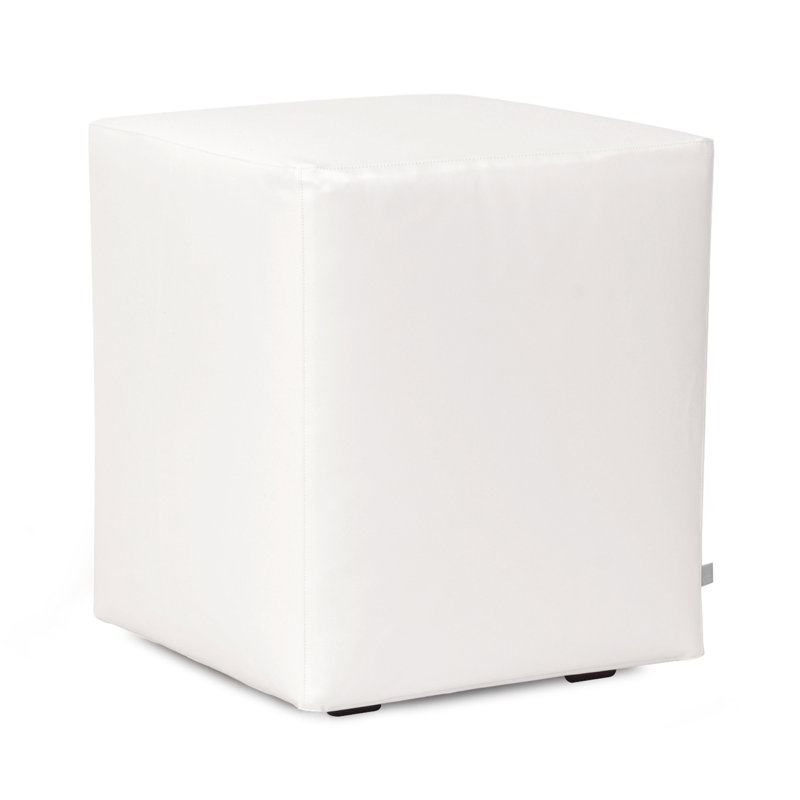 Azemar Box Cushion Ottoman Slipcover, Avanti White
