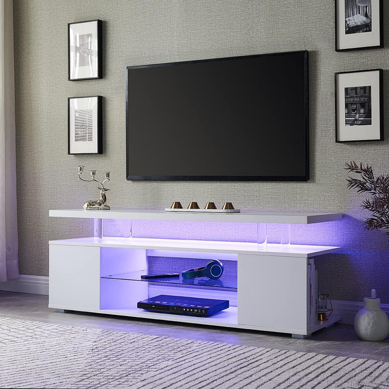 Crédence de rangement Birkbeck, Blanc, H 21 po x l 51 po x P 16 po, Mdf
