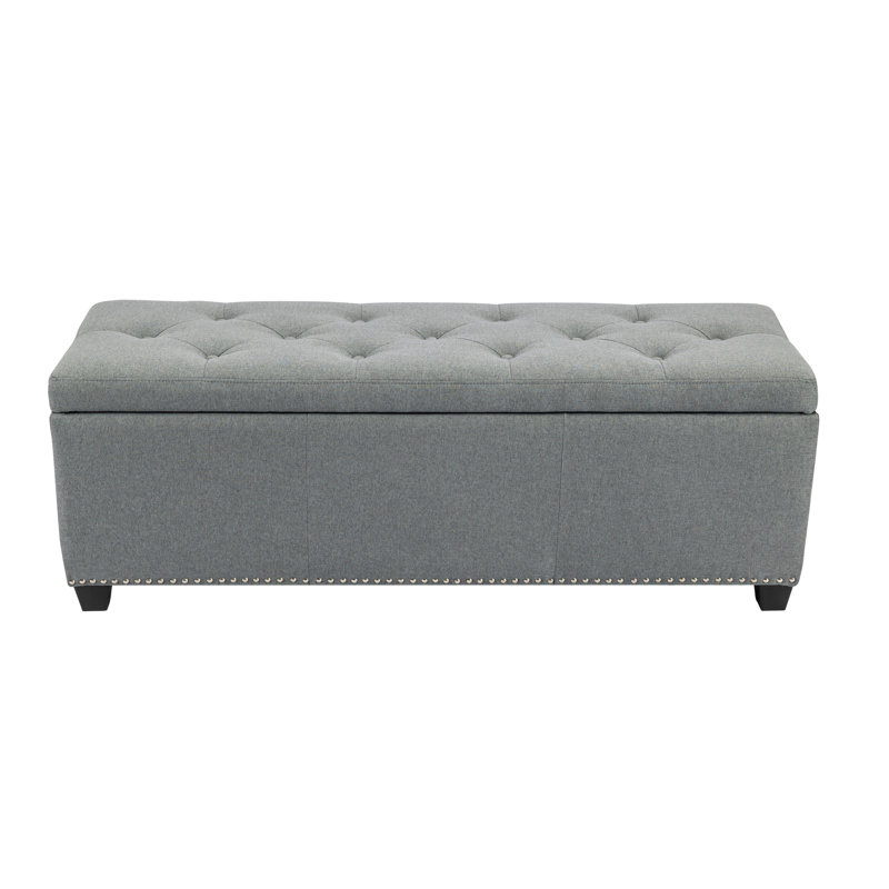 Allex Fabric Upholstered Storage Bench, Dark Grey