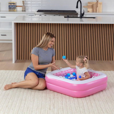Piscine gonflable carrée de 34 po pour bébés et tout-petits de 1 à 3 ans, un essentiel multifonctionnel pour jouer en été