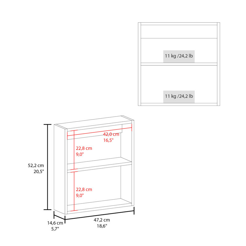 Armoire de salle de bain avec 2 tablettes en noir - miroir, fixation murale, moderne, panneau de particules, tablettes montées 18,6 x 5,7 20,5 pouces, porte miroir, design moderne,